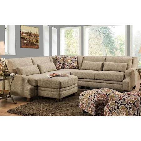 Contemporary L-Shaped Sectional with Low Track Arms